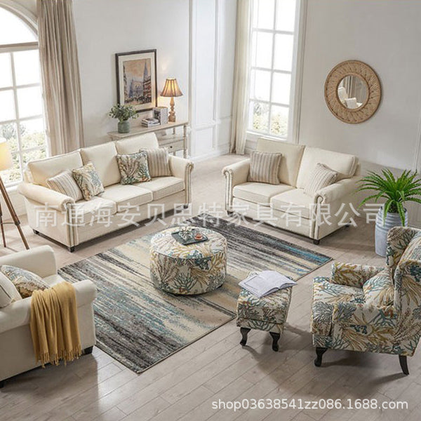 Nordic minimalist style fabric sofa combination American style modern living room light luxury villa model room furniture