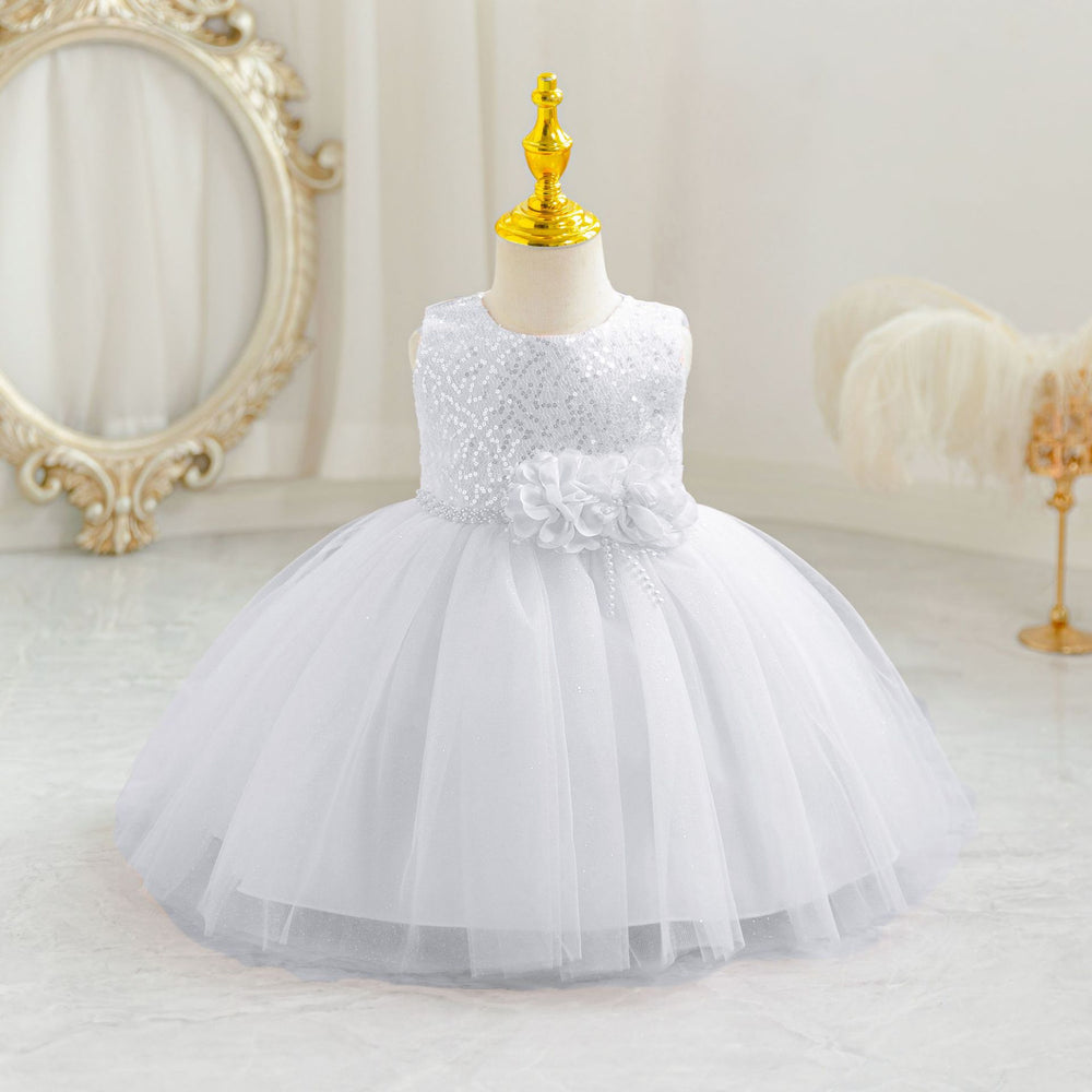 New arrival children's skirt kids dress sequin flower princess dress baby girl first birthday dress girl dress
