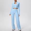 pure color brushed tight halter vest wide-leg long three-piece set sports running fitness yoga clothes suit