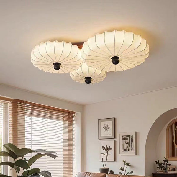 Living room lamp ceiling lamp antique 2025 new retro round fabric lamps Song Dynasty aesthetic home hall lamp