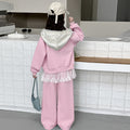Girls' outfit set -  autumn new arrival - stylish and casual lace hooded jacket & wide-leg pants tracksuit two-piece set (big kids)