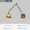 Japanese wabi-sabi style universal telescopic swing arm wall lamp - ceramic lampshade, vintage all-copper wall sconce