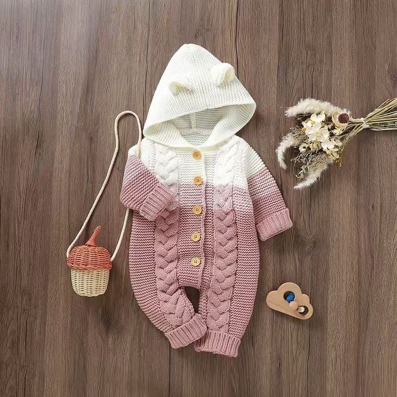 Baby knitting onesie ha yi spring & fall newborn clothing male baby wool cute thickenedheattech025
