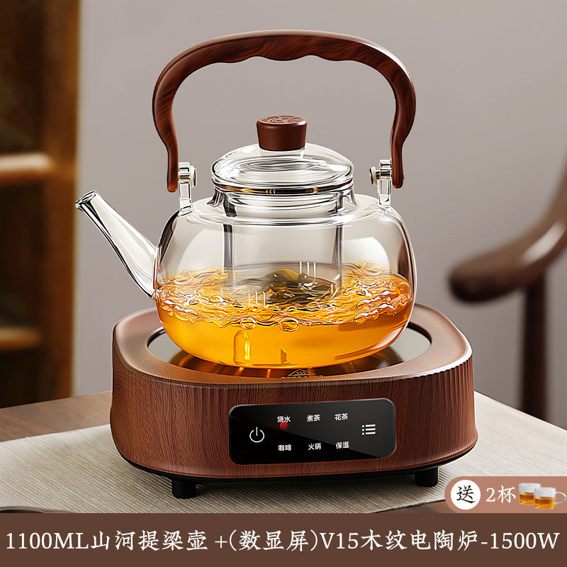 Glass teapot, tea water separation kettle, teapot, flower teapot, stove tea maker, tea set suit, heat-resistant glass