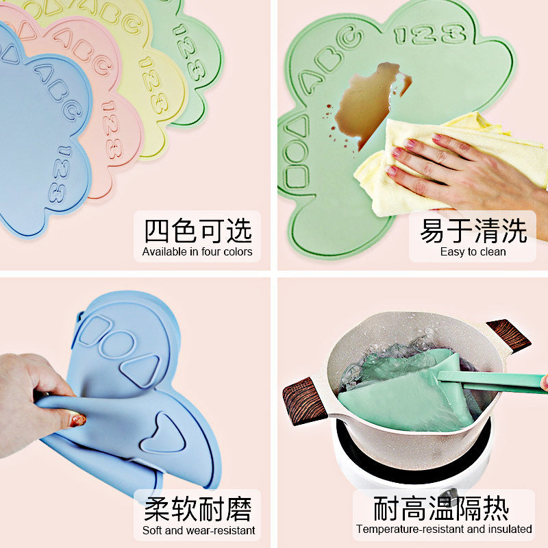 Children's cloud silicone placemat, infant and toddler learn to eat, thermal insulation mat, table mat, waterproof and non-slip mat, baby artifact
