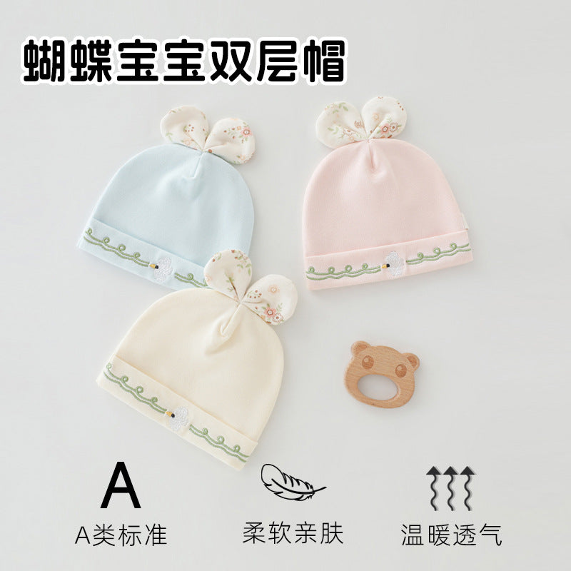 Factory direct: customizable & private label newborn double-layer cotton beanie - autumn/winter collection, seamless, skin-friendly, and adorable