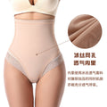 Fashion cross-border ice silk seamless high waist shaping pants sexylace hip lifting body shaping pants plus size tummy control underwear