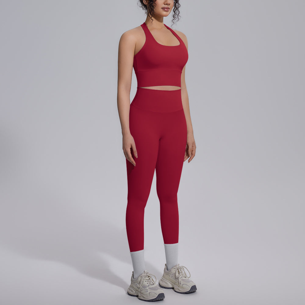 new arrival nude tight yoga wear sports beautiful back high waist hip lifting pants suit quick-drying running fitness wear