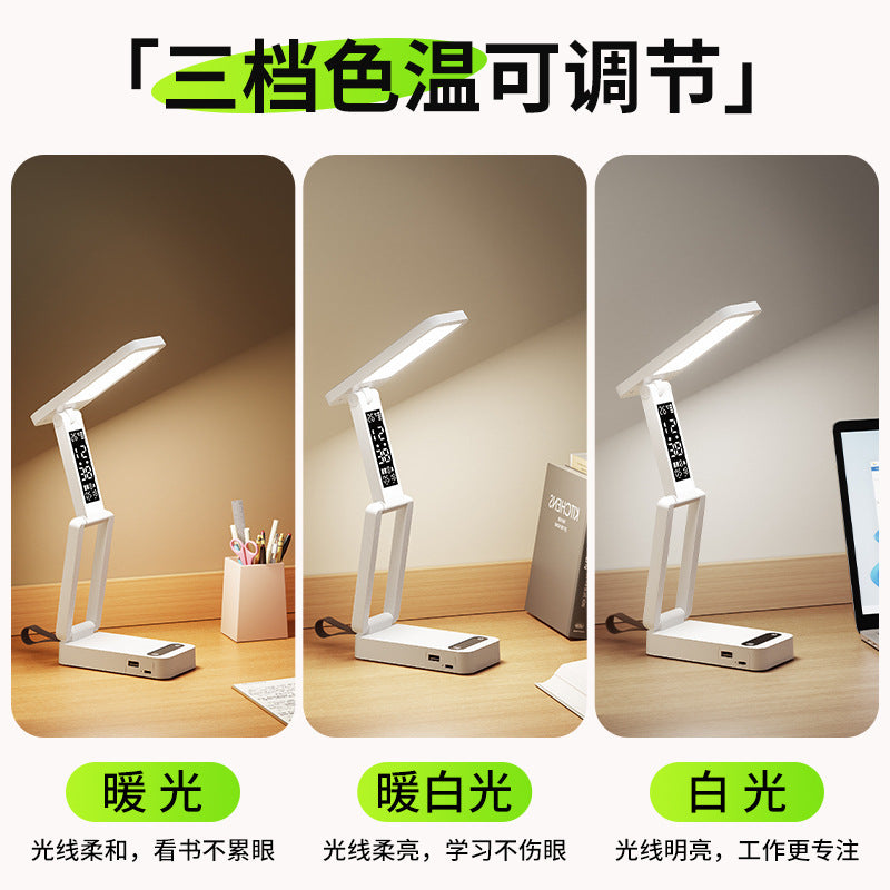 Foldable mini desk lamp - rechargeable, eye-care design, portable, extra-long battery life - perfect for college students, study, dorm room, and bedside use