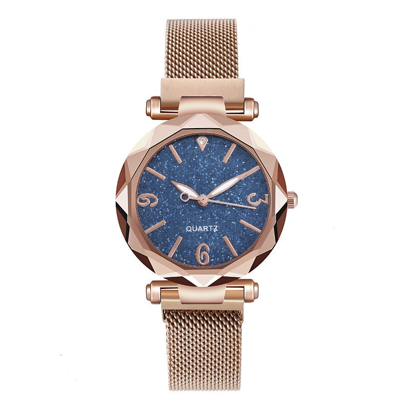 Ready-to-ship wholesale starry sky watches, women's quartz watches with magnetic strap – one-piece dropshipping available