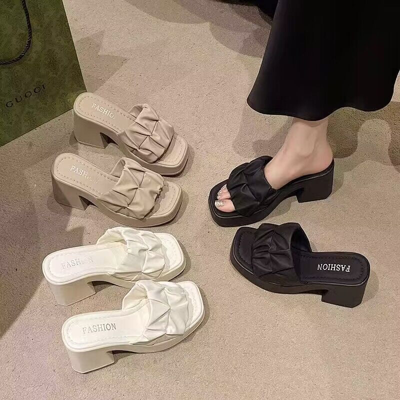 Women's waterproof platform slides - versatile thong sandals, trending online, 2024 summer new arrivals, bestselling chunky heel platform sandals