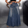 Pre-sale-15350# cross-border fashion foreign trade women's retro washed versatile denim skirt long skirt