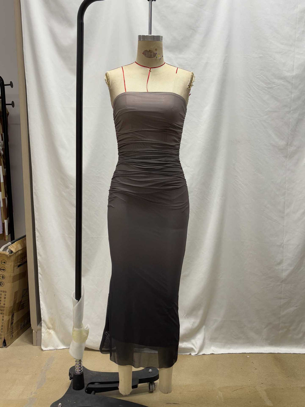 cross-border american gradient mesh bodycon maxi dress - direct supply