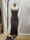cross-border american gradient mesh bodycon maxi dress - direct supply