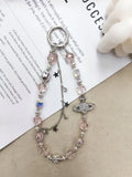 Classy mobile phone chain beaded crystal saturn sparkling new chinoiserie bag camera hanging chain short mobile phone case lanyard