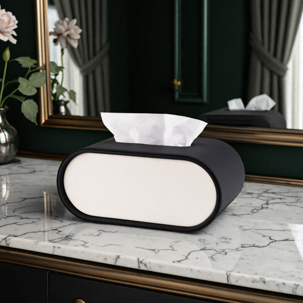 Oval tissue box, living room, high-end home dining room, creative light luxury coffee table, desktop remote control, storage and paper drawing