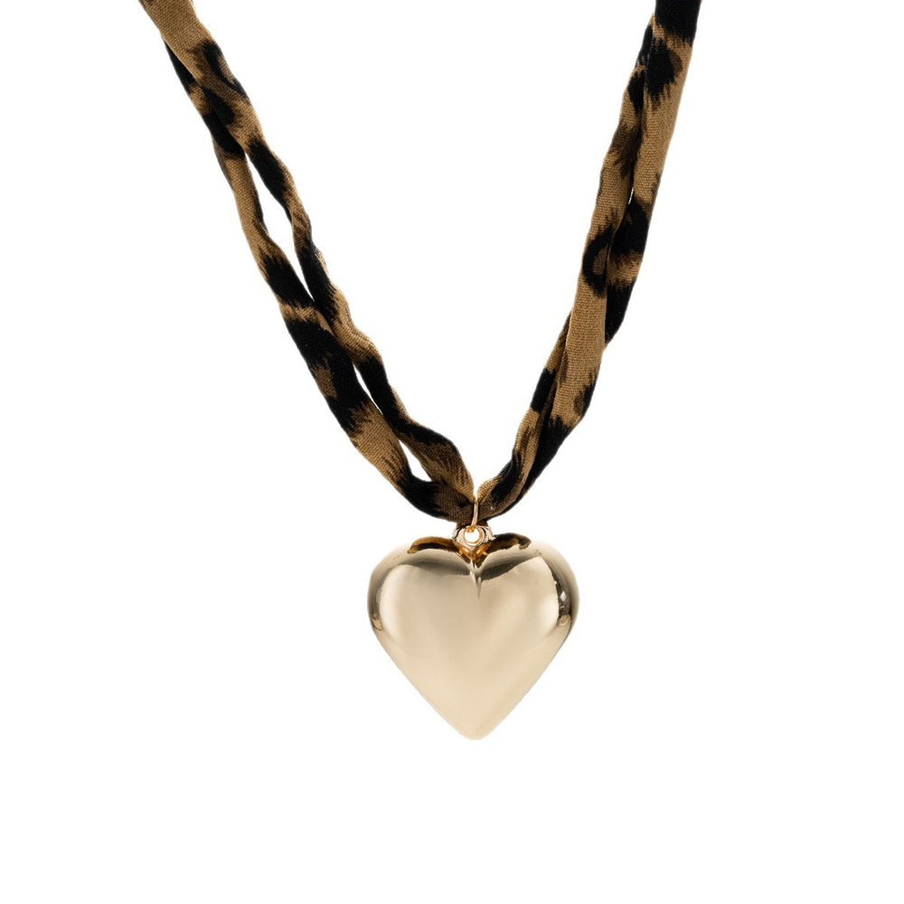 Wholesale heart necklaces - european & american cross-border trendy statement leopard print jewelry - unique design sweet & cool girl charms