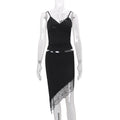 European and american women's clothing  spring new sexy backless solid color camisole top with asymmetrical hem midi skirt set