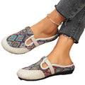 Export slip-on plus size ethnic style slip-on baotou flats slippers women's fashion round toe export flats shoes cross-border