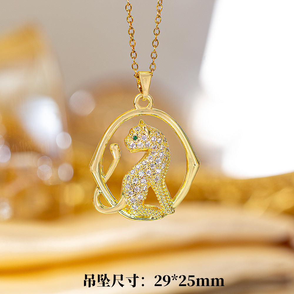 [titanium steel] cross-border popular copper micro-embedded necklace for women, stainless steel gold-plated electroplated high-end exquisite clavicle chain jewelry