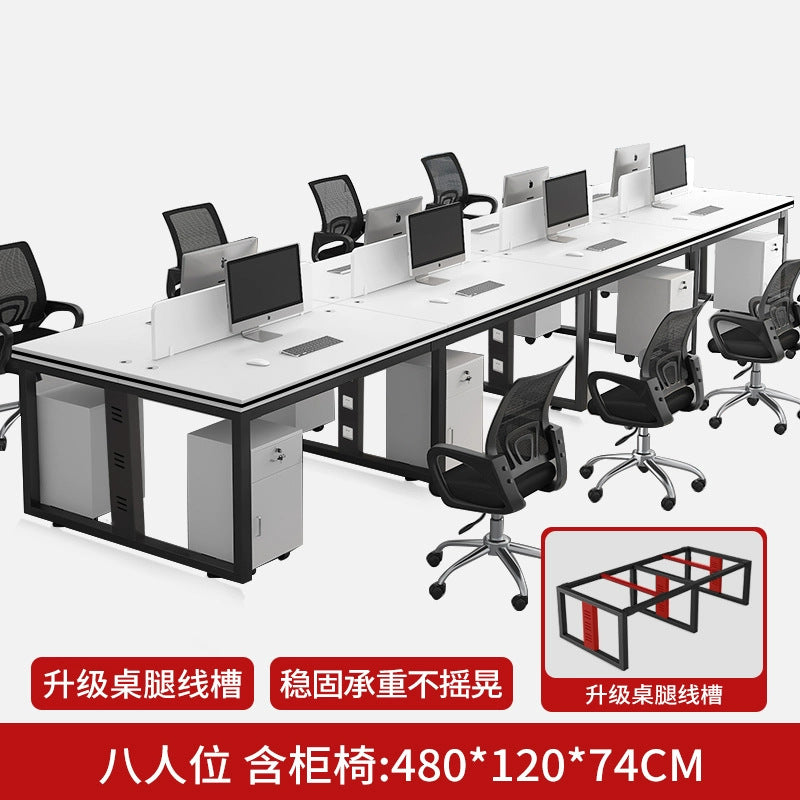 Office desk and chair set - 4, 6, or 8 seater workstation - cardboard office - minimalist modern office desk for employees
