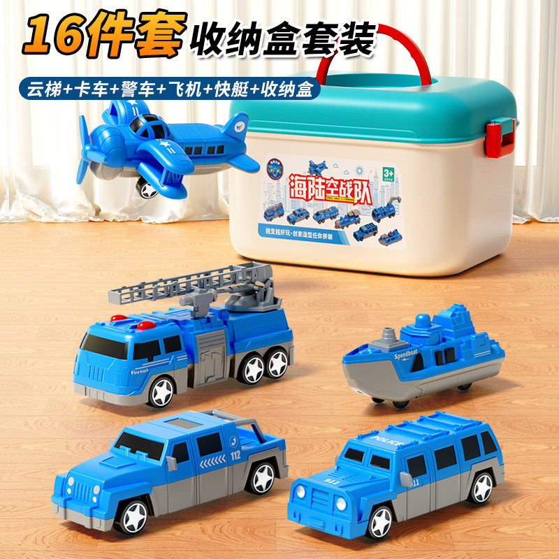 Magnetic sea, land and air patchwork magnetic toy car assemble various building blocks boys educational early education styling birthday gift