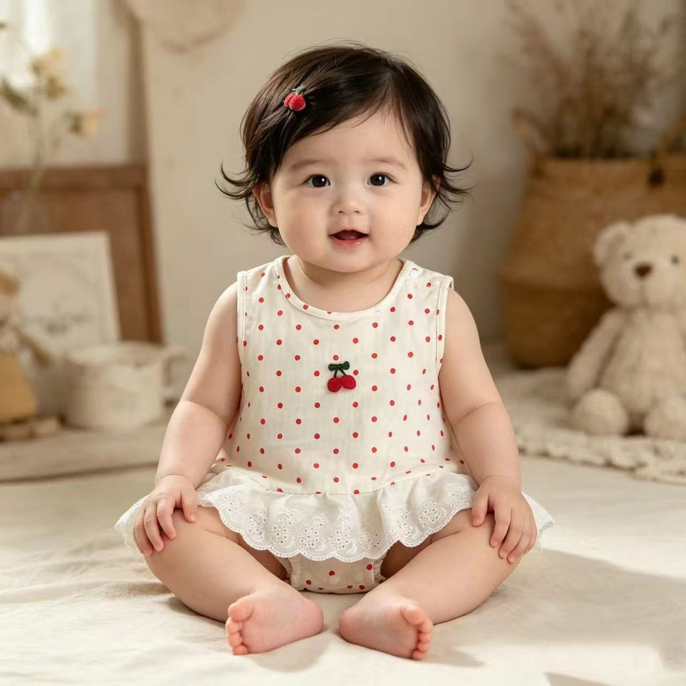 Baby girl's lightweight princess dress summer romper cute bodysuit dress full month & 100-day celebration outfit