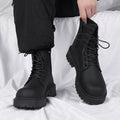 Boots for men 2026new arrivalspring black british style fan motorcycle workwear boots high-top soft leather waterproofcasual leather boots