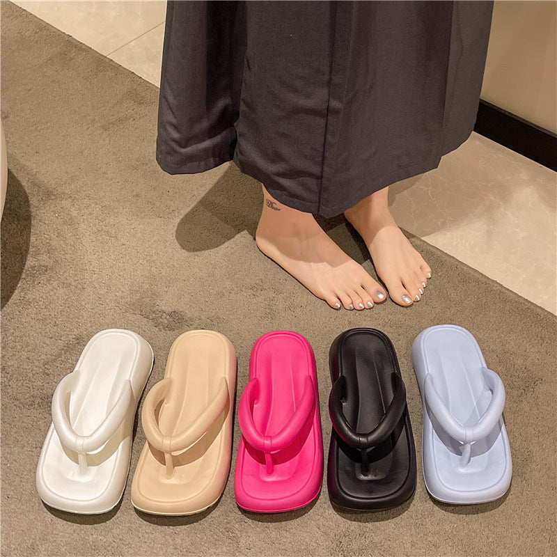 Eva flip-flops women's 2024 summer korean style outdoor thick-soled slippers women's fashion wear-resistant beach shoes lightweight non-slip