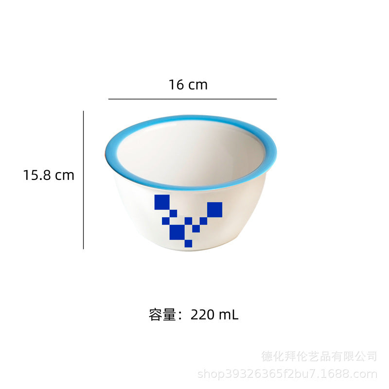 Ins scandinaviancasual style grids geometric fragments creative design color block paint bowl stylish color ceramic bowl