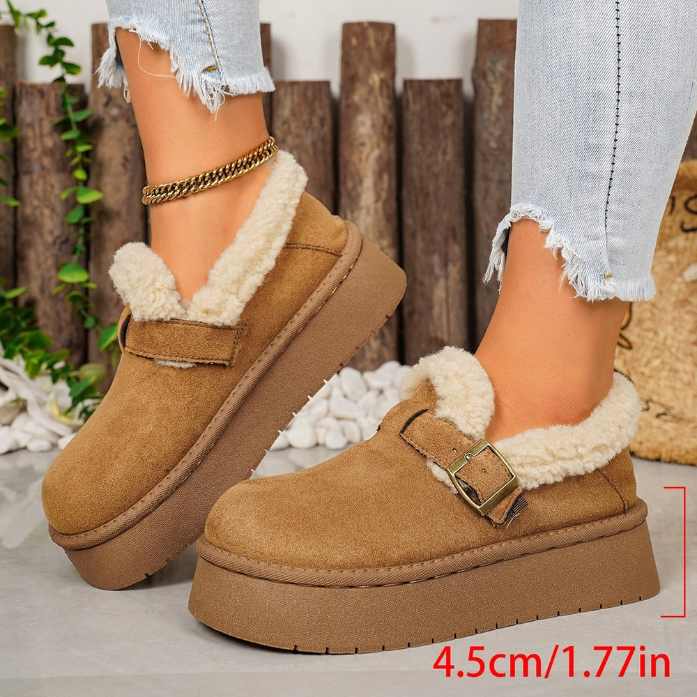 Wholesale women's plus size chunky sole snow boots -  winter new arrival, fleece-lined, extra thick, warm, furry trim cotton boots