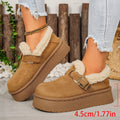Wholesale women's plus size chunky sole snow boots -  winter new arrival, fleece-lined, extra thick, warm, furry trim cotton boots