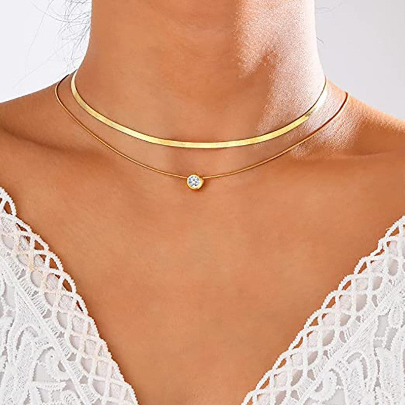Amazon cross-border new fashion cross heart coin zircon pendant multi-layer necklace jewelry trendy women's style