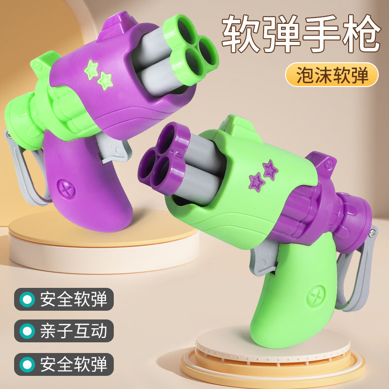 Douyin boy carrot new toy mini gun manual soft bullet revolver indoor kids toy gun suction cup bullet