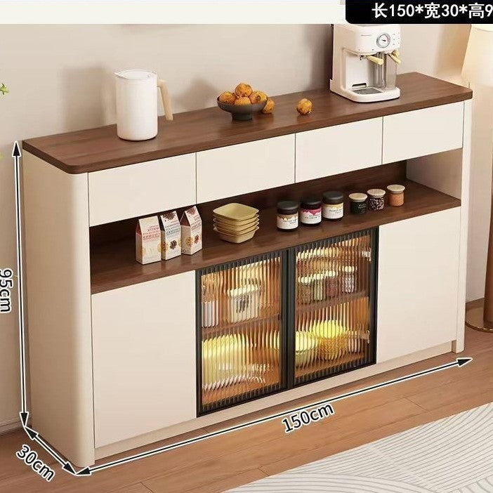 Medieval style sideboard changhong glass with lights for home restaurant tea storage cabinet cream style multifunctional water bar cabinet