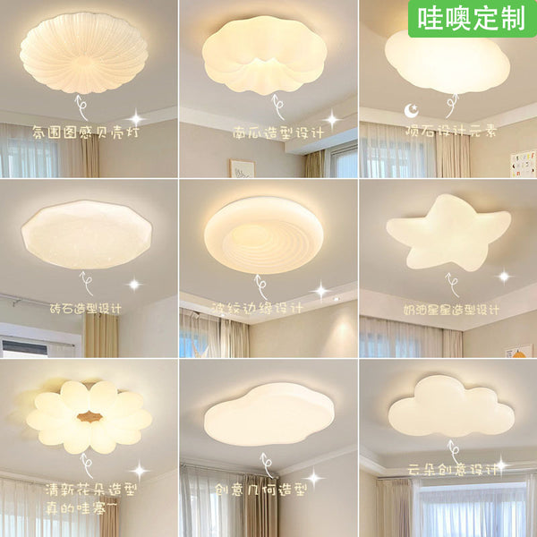 [Wow] Full spectrum ceiling light children's room light cloud creative shell Zhongshan lamp cream wind bedroom light