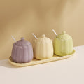 Creamy, instagram-worthy ceramic spice jar set. stylish, three-tone mixed spice jars for kitchen essentials. salt shakers available wholesale