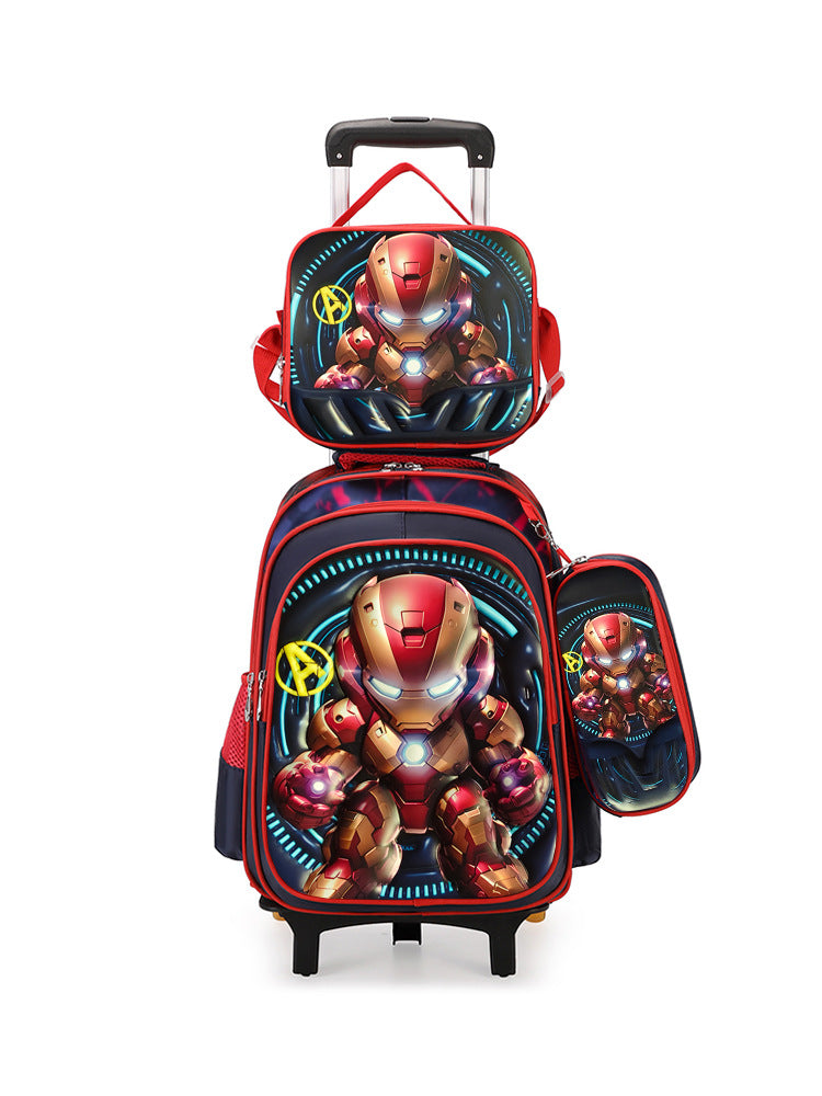 Factory wholesale capybara elementary school three-piece backpack set, 3d polyester fabric, large capacity trolley backpack