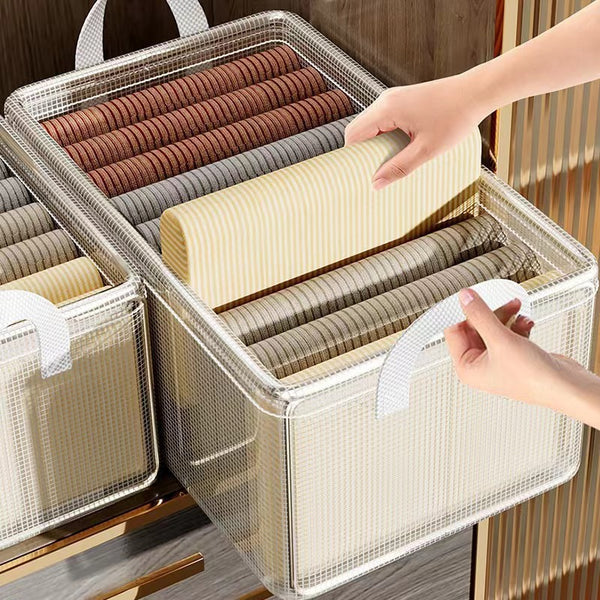 Storage box transparent clothes put clothes pants multi-layer finishing box household wardrobe autumn and winter folding storage basket wholesale