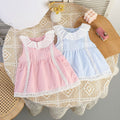 Infant and toddler summer sleeveless lace collar doll dress, stylish baby girl vest princess-style dress, summer romper