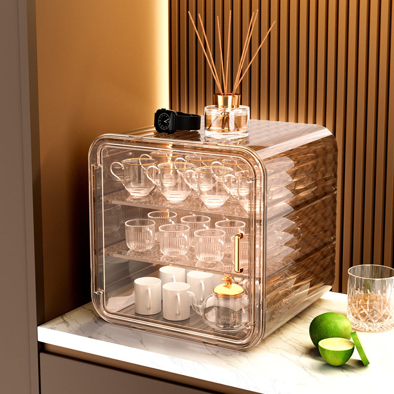 Shelf Transparent cup holder Multi-layer large-capacity cup dust-proof storage box Thickened multi-functional wine glass display box holder