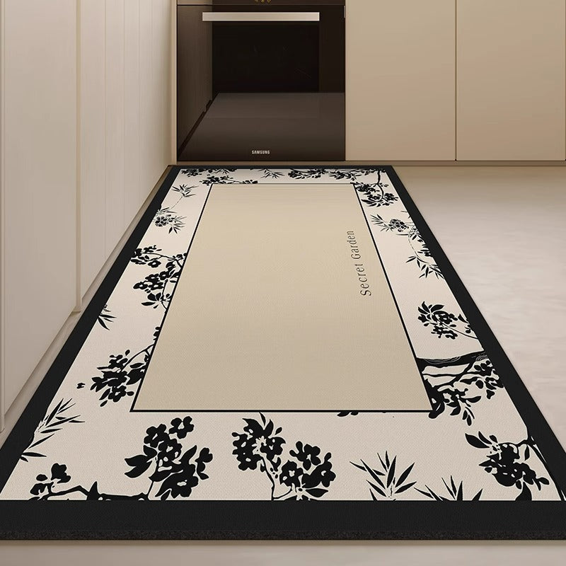 Kitchen floor mat - wipeable, low-maintenance, waterproof mat -  new design - stain-resistant diatomaceous earth mud mat - special anti-slip, oil-proof foot mat