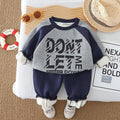 Korean style new autumn/winter fashion casual patchwork letter long sleeve two-piece set - trendy and cool boys' casual long sleeve outfit