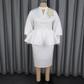 Fashionelegance stand collar cut outrufflestops high waisteasiest for match hip skirt suit two-piece set