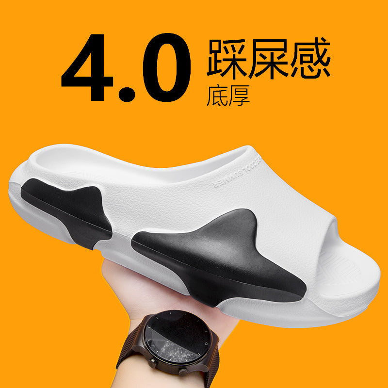 Slippers   new 2024 summer height increase contrasting color platform beach shoes going out home shoes couple tide drag