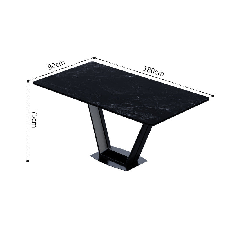 Factory direct wholesale sintered stone dining table - italian style, small apartment, light luxury, high-end, minimalist modern design with carbon steel legs, rectangular table