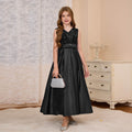 fashionexportfashion stylegirl dress long skirt v-neck evening dress satin princess dress catwalk classysequin skirt