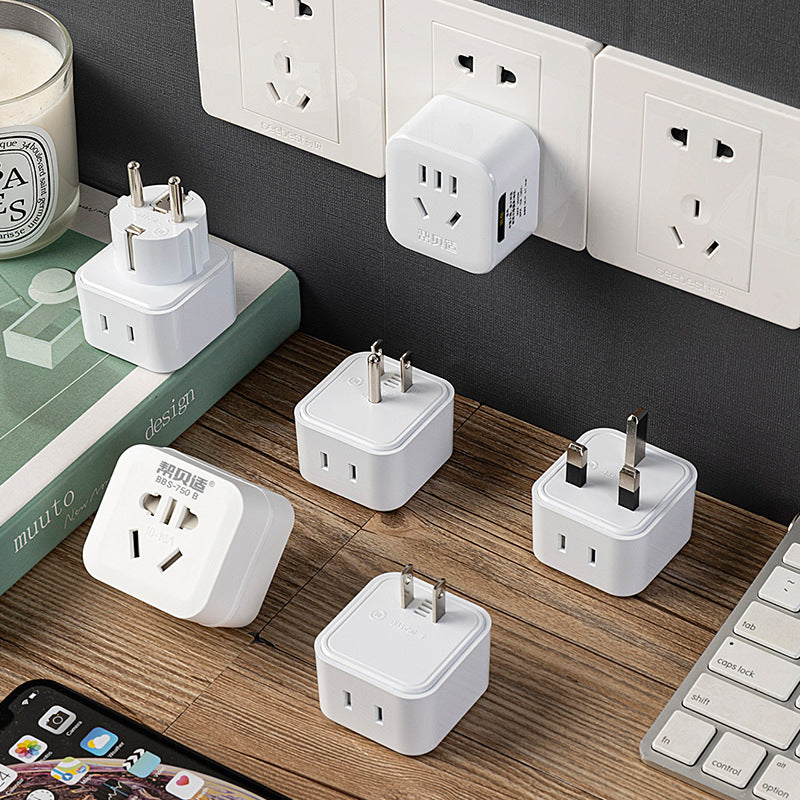 Two-pin to three-pin socket 2-hole to 3-hole global travel port version converter conversion plug korean british standard german standard