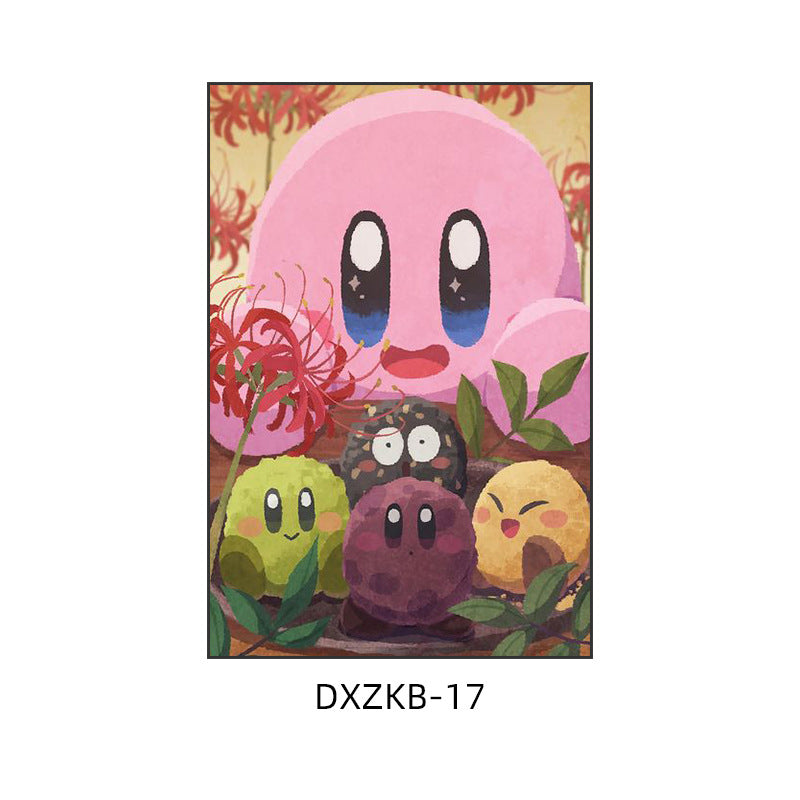 Star Kirby decorative painting pink girl bedroom children's room hanging painting cartoon animation cute princess bedside mural
