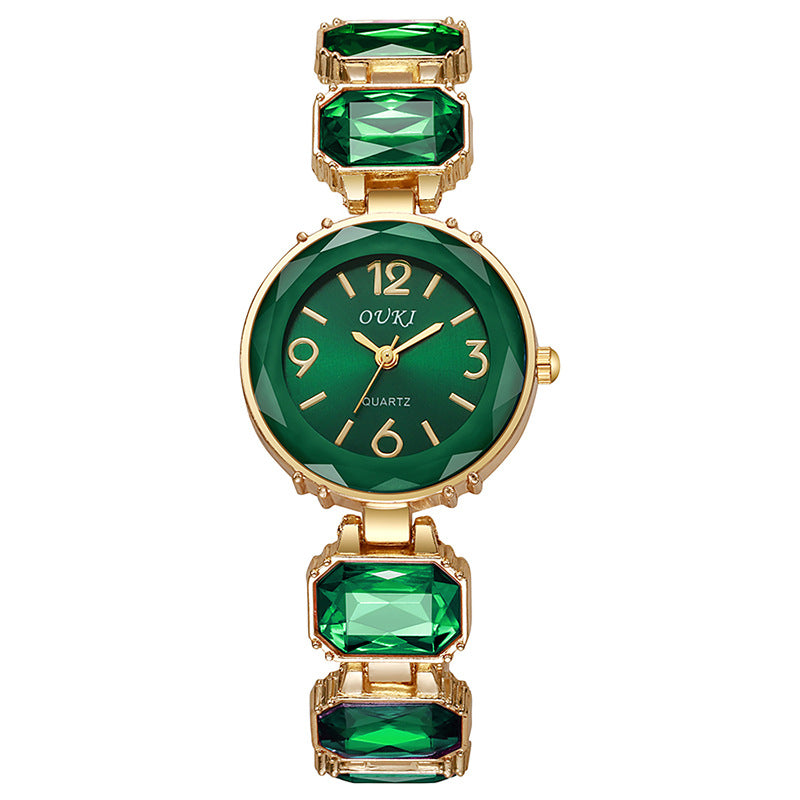 Round dial small square sugar cube niche women's watch diamond-studded candy color new fashion quartz bracelet watch for women